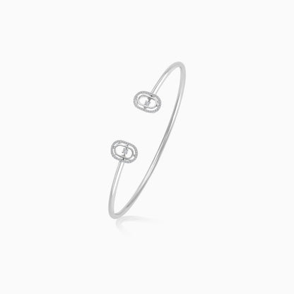 18K White Gold Dancing Natural Diamonds Bangle