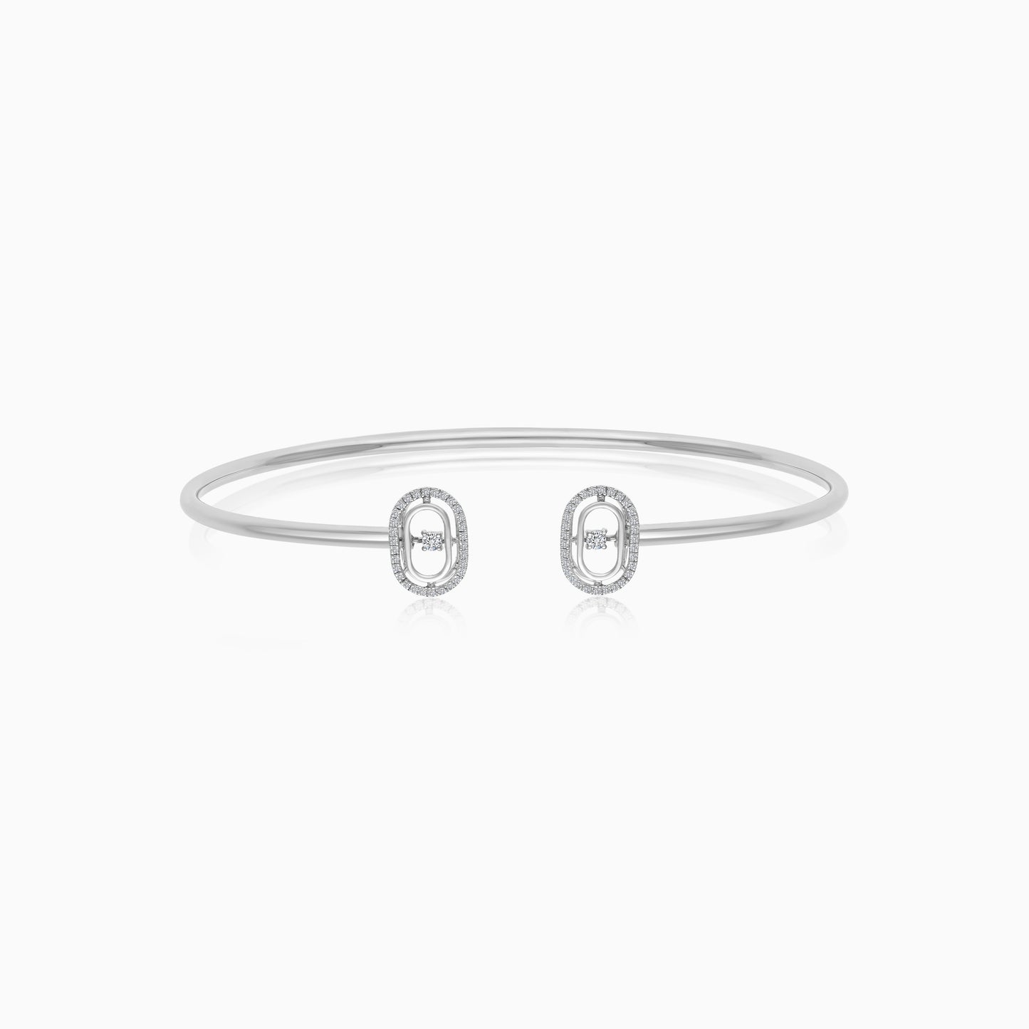 18K White Gold Dancing Natural Diamonds Bangle