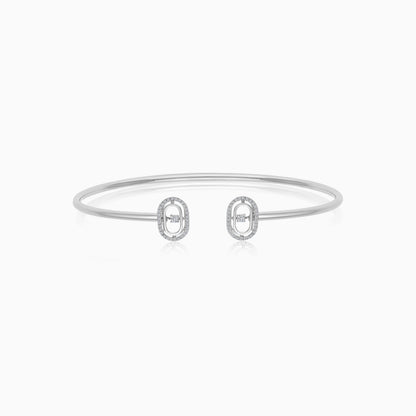 18K White Gold Dancing Natural Diamonds Bangle