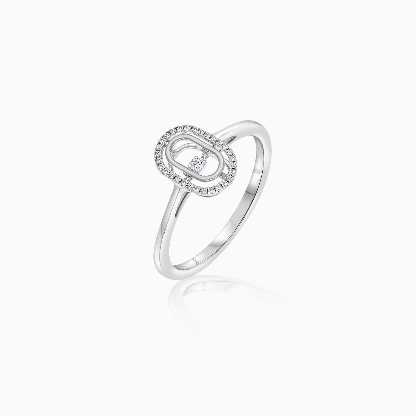 18K White Gold Dancing Natural Diamonds Ring