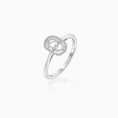 18K White Gold Dancing Natural Diamonds Ring