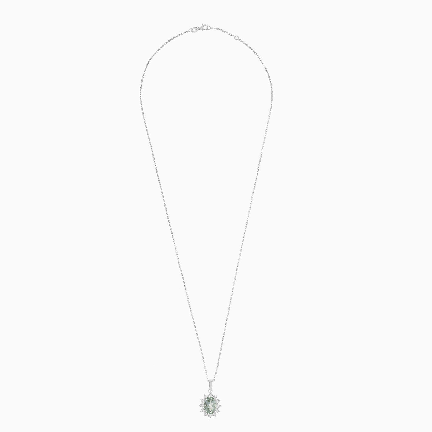 18K White Gold Diana Oval Parsolite and Natural Diamonds Necklace