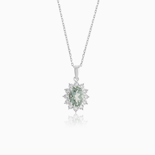 18K White Gold Diana Oval Parsolite and Natural Diamonds Necklace