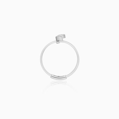18K White Gold Floating Ring Meem Letter With Natural Diamonds
