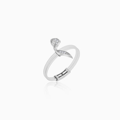 18K White Gold Floating Ring Meem Letter With Natural Diamonds