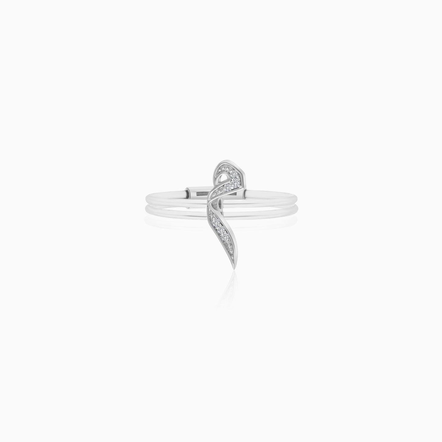 18K White Gold Floating Ring Meem Letter With Natural Diamonds