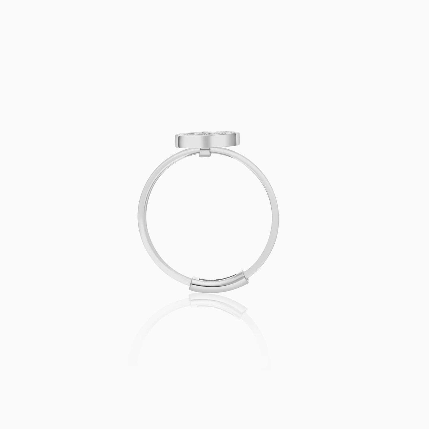 18K White Gold Floating Ring Noon Letter with Natural Diamonds