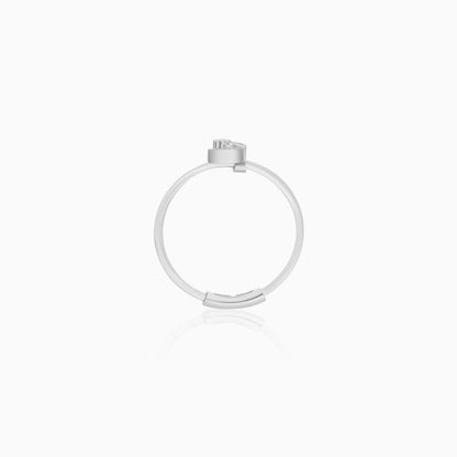 18K White Gold Ring Letter Alif in Arabic decorated with Natural Diamonds