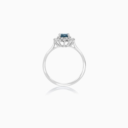 18K White Gold London Blue Topaz & Natural Diamonds Diana Ring