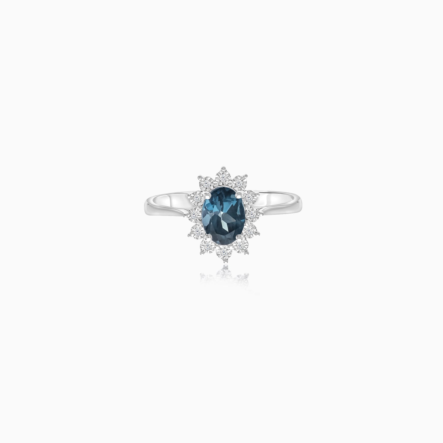 18K White Gold London Blue Topaz & Natural Diamonds Diana Ring