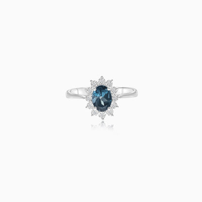 18K White Gold London Blue Topaz & Natural Diamonds Diana Ring
