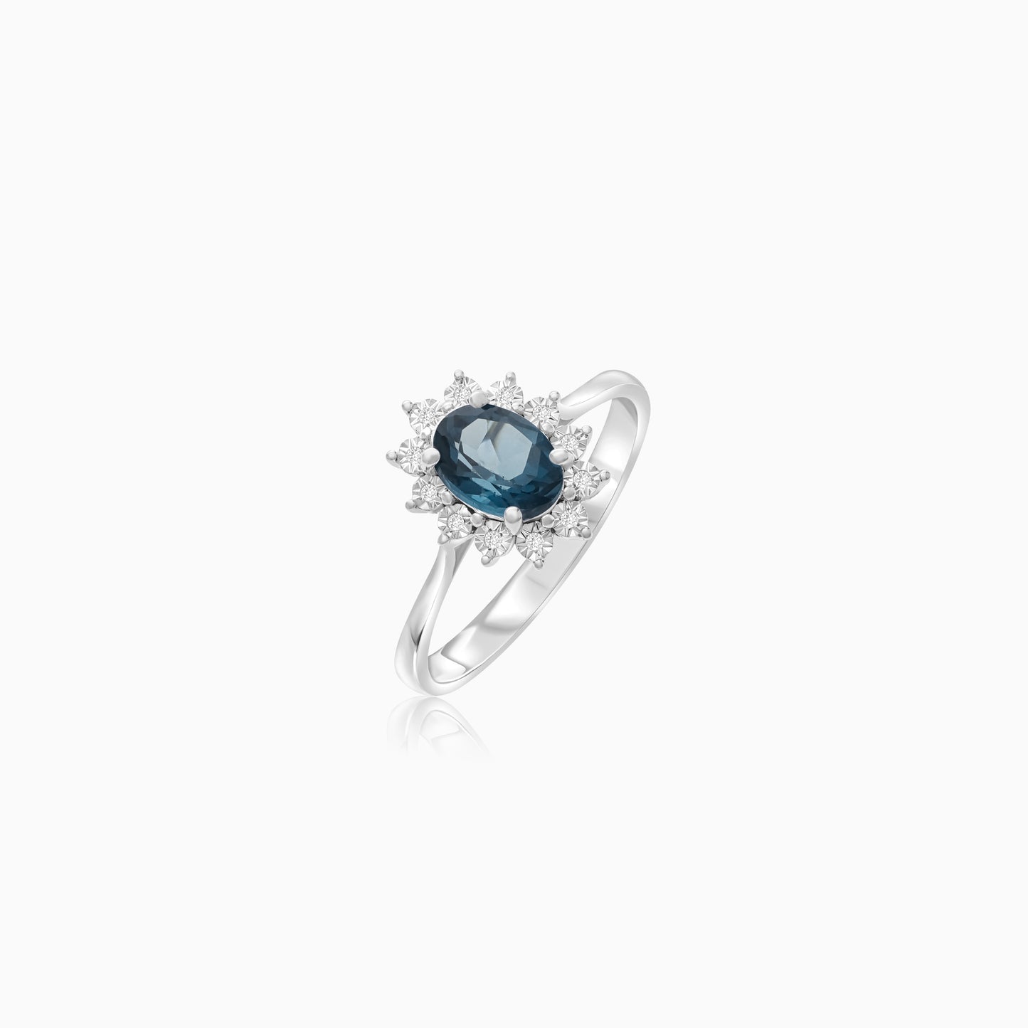 18K White Gold London Blue Topaz & Natural Diamonds Diana Ring