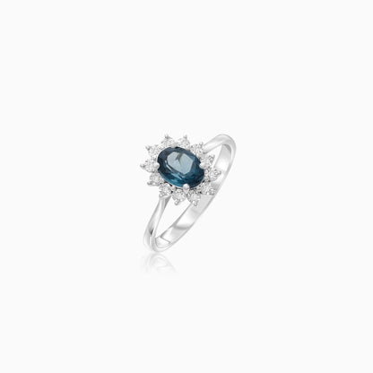 18K White Gold London Blue Topaz & Natural Diamonds Diana Ring