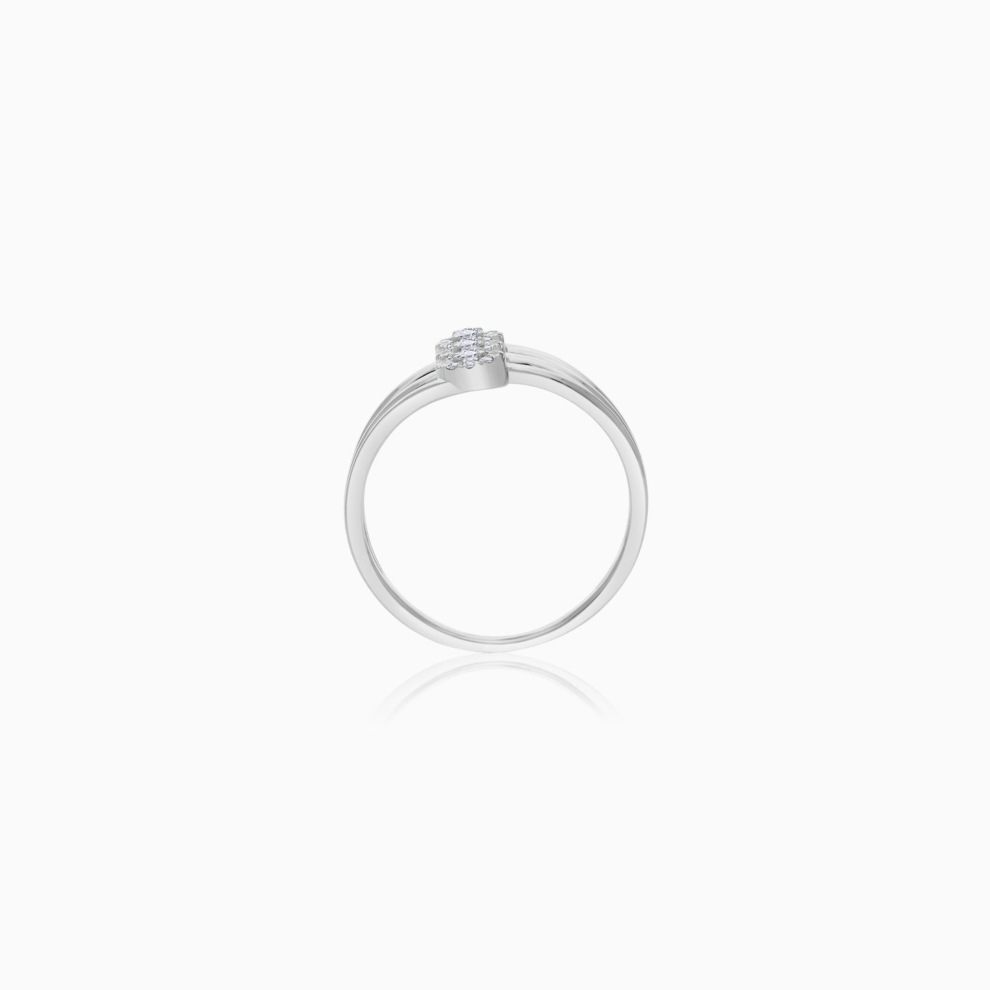 18K White Gold Natural Diamond Ring | Trendy Collection