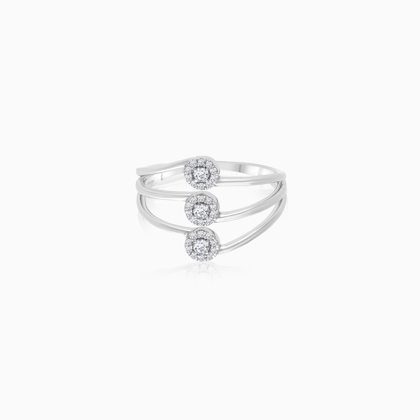 18K White Gold Natural Diamond Ring | Trendy Collection