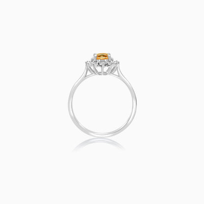 18K White Gold Natural Diamonds and Citrine Ring - Diana