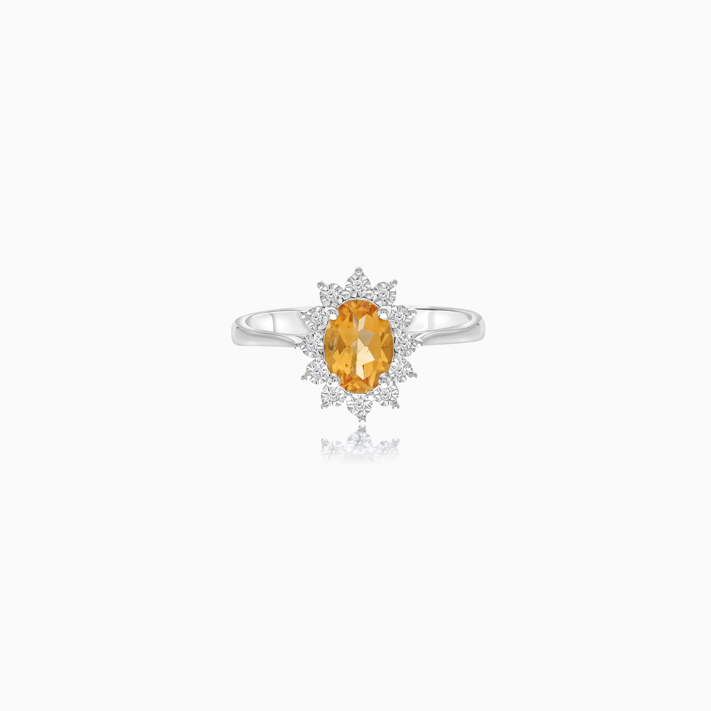 18K White Gold Natural Diamonds and Citrine Ring - Diana