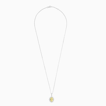 18K White Gold Natural Yellow Sapphire and Diamonds Pendant Chain - Diana Collection