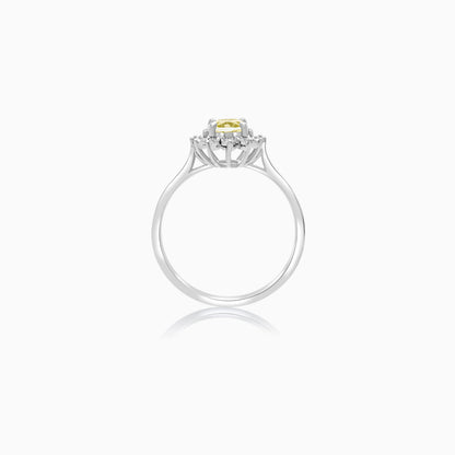 18K White Gold Natural Yellow Sapphire and Diamonds Ring - Diana Collection
