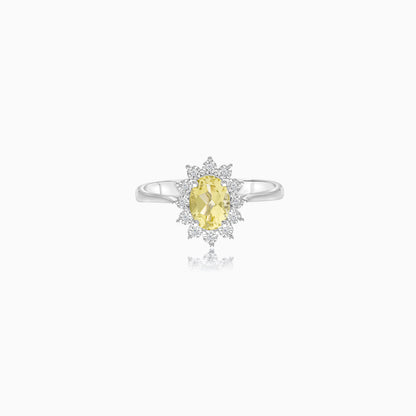 18K White Gold Natural Yellow Sapphire and Diamonds Ring - Diana Collection