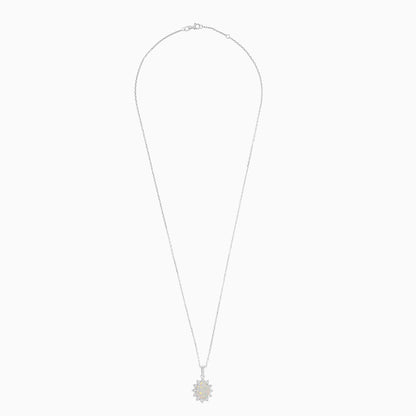 18K White Gold Opal and Natural Diamonds Pendant Chain - Diana
