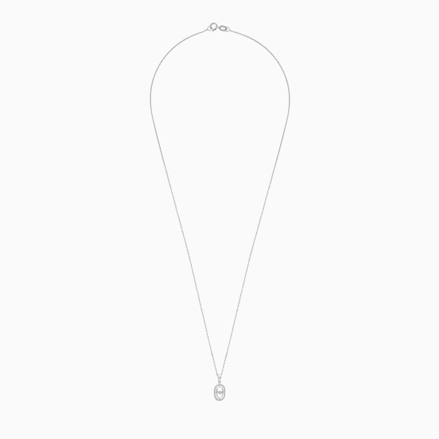 18K White Gold Pendant Chain Dancing Natural Diamonds