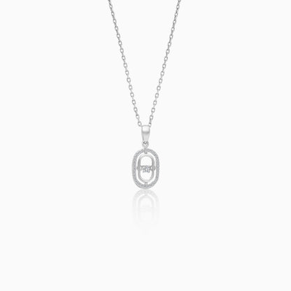 18K White Gold Pendant Chain Dancing Natural Diamonds