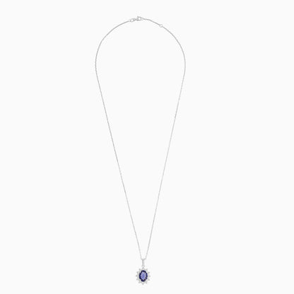 قلادة من الذهب الأبيض عيار 18 قيراطاً مرصعة بحجر "أيوليت" بيضاوي الشكل وألماس طبيعي - ديانا
