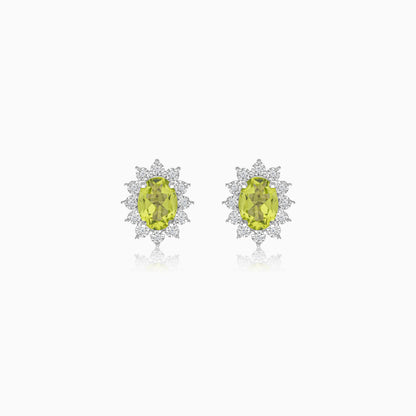 18K White Gold Peridot and Natural Diamonds Pair of Earrings - Diana