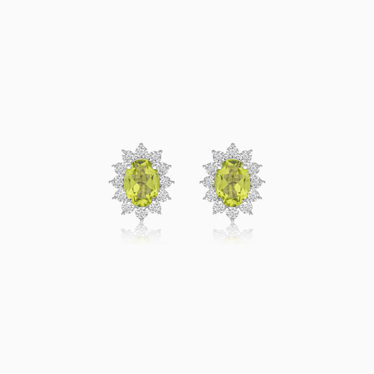 18K White Gold Peridot and Natural Diamonds Pair of Earrings - Diana