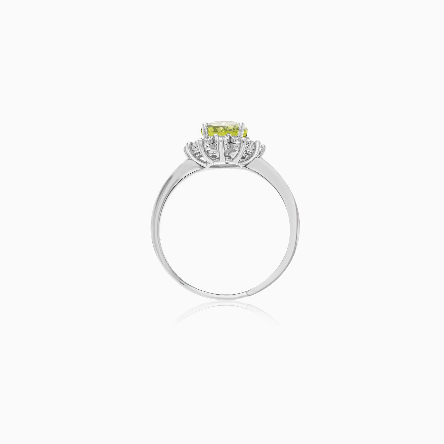 18K White Gold Peridot and Natural Diamonds Ring - Diana