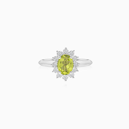 18K White Gold Peridot and Natural Diamonds Ring - Diana