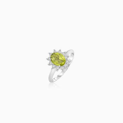 18K White Gold Peridot and Natural Diamonds Ring - Diana