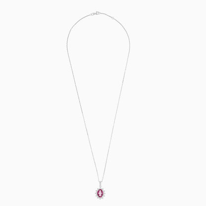 18K White Gold Pink Topaz and Natural Diamonds Pendant Chain - Diana