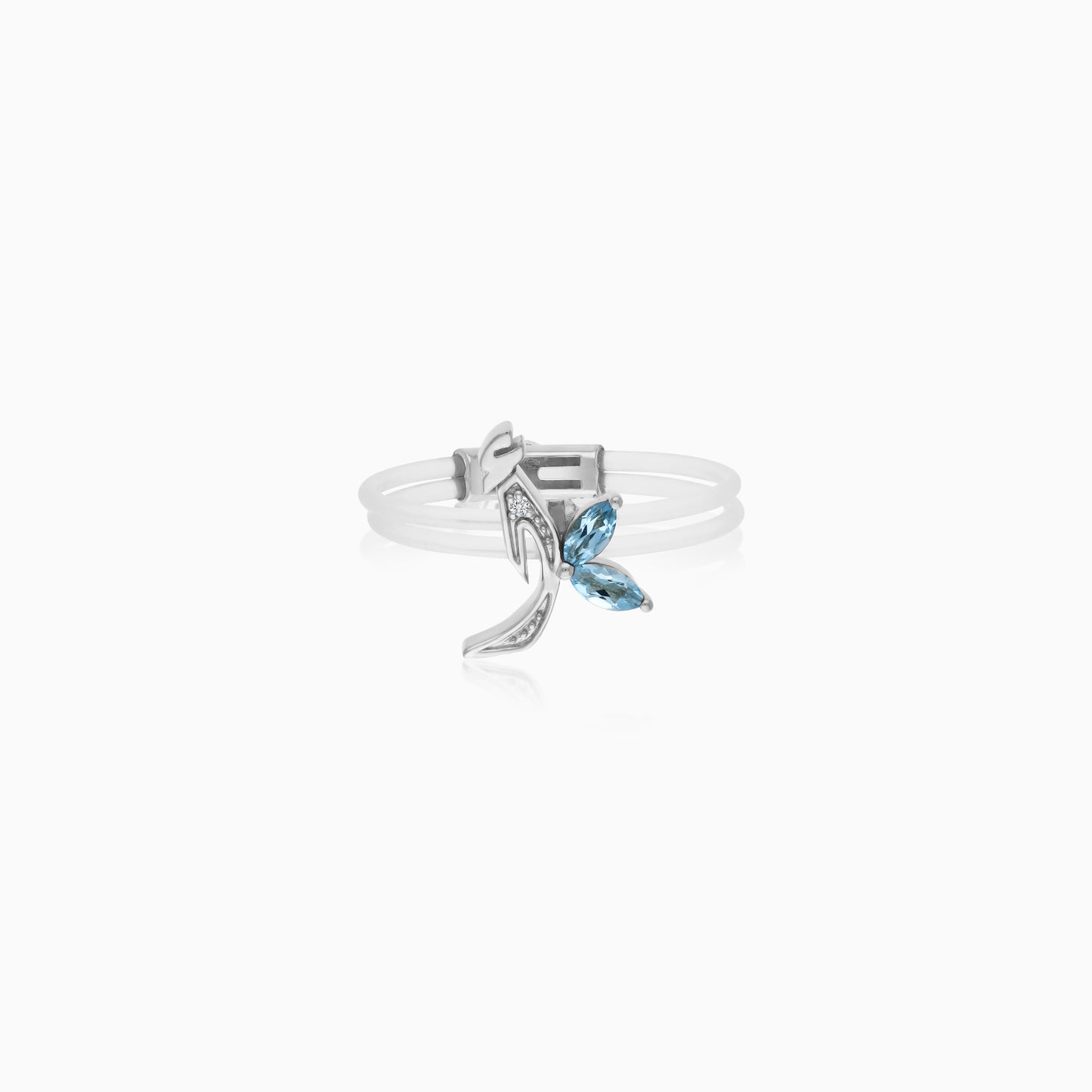Floating Ring - Alif letter with Natural Diamonds and gemstones