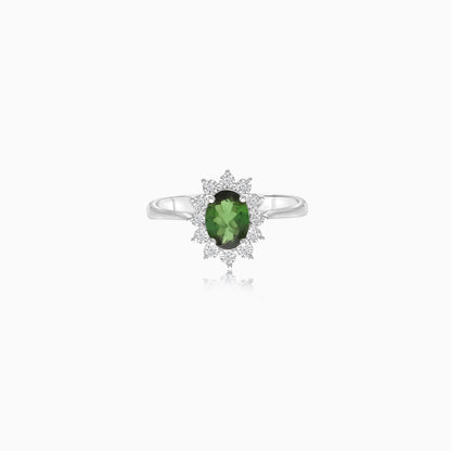 18K White Gold Ring Natural Tourmaline and Diamonds - Diana Collection