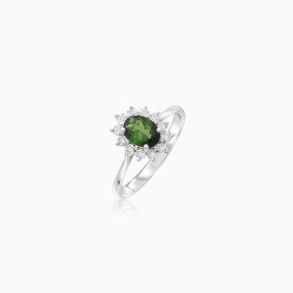 18K White Gold Ring Natural Tourmaline and Diamonds - Diana Collection