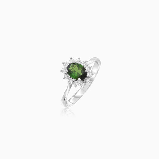 18K White Gold Ring Natural Tourmaline and Diamonds - Diana Collection