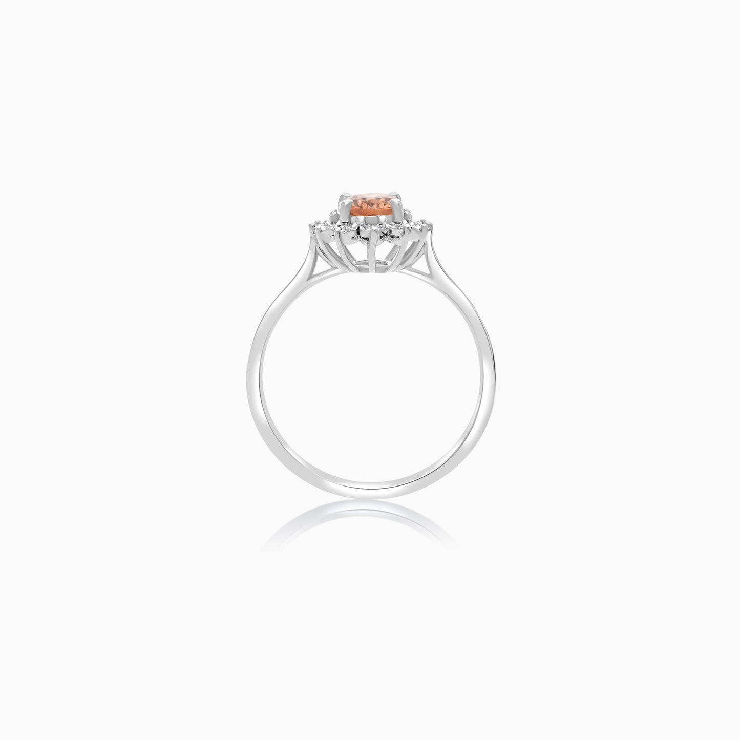 18K White Gold Ring Oval Tourmaline and Natural Diamonds - Diana Collection