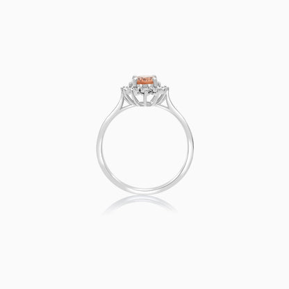 18K White Gold Ring Oval Tourmaline and Natural Diamonds - Diana Collection