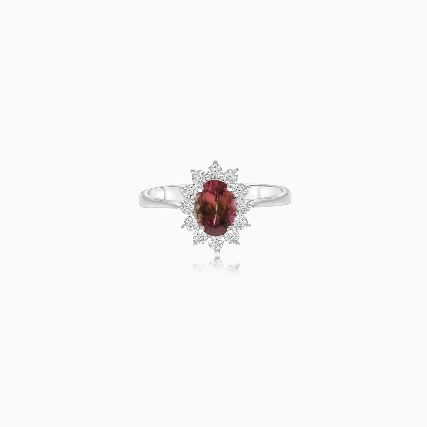 18K White Gold Ring Tourmaline and Natural Diamonds - Diana Collection