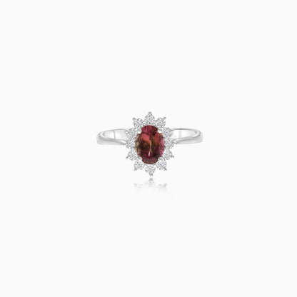18K White Gold Ring Tourmaline and Natural Diamonds - Diana Collection