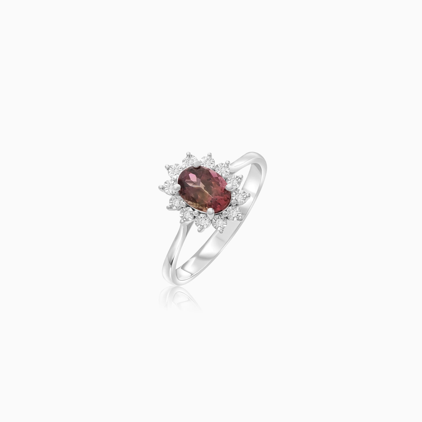 18K White Gold Ring Tourmaline and Natural Diamonds - Diana Collection