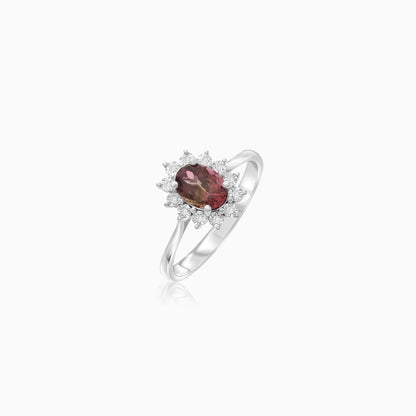 18K White Gold Ring Tourmaline and Natural Diamonds - Diana Collection
