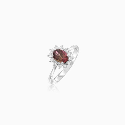 18K White Gold Ring Tourmaline and Natural Diamonds - Diana Collection