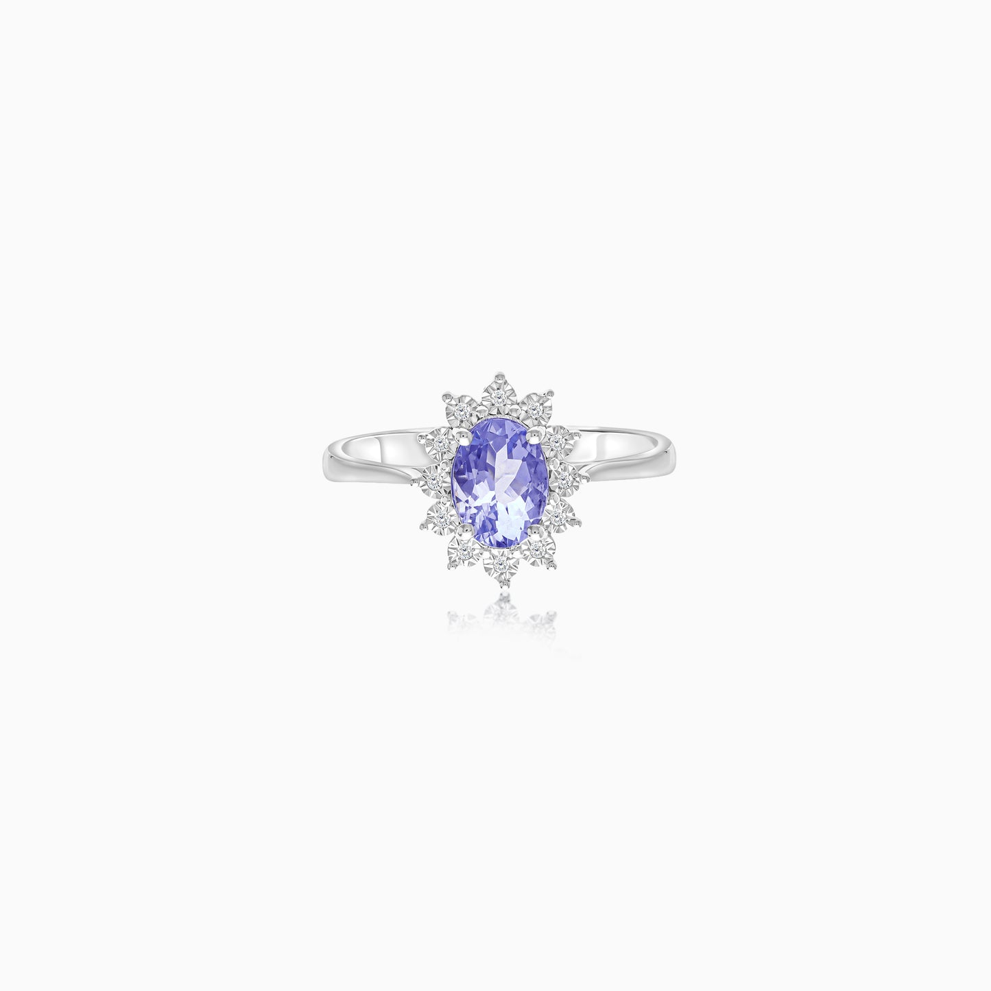 18K White Gold Tanzanite and Natural Diamonds Ring | Diana Collection