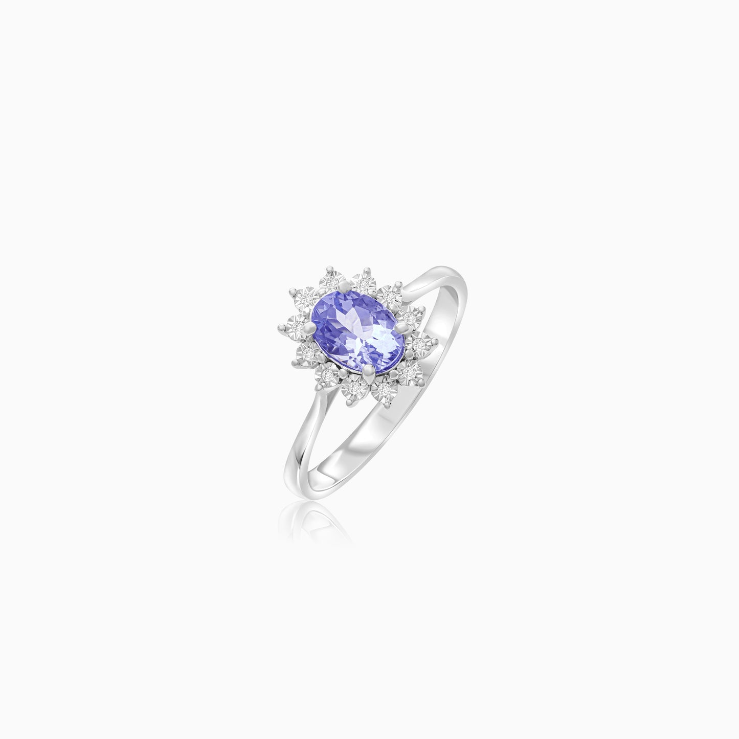 18K White Gold Tanzanite and Natural Diamonds Ring | Diana Collection