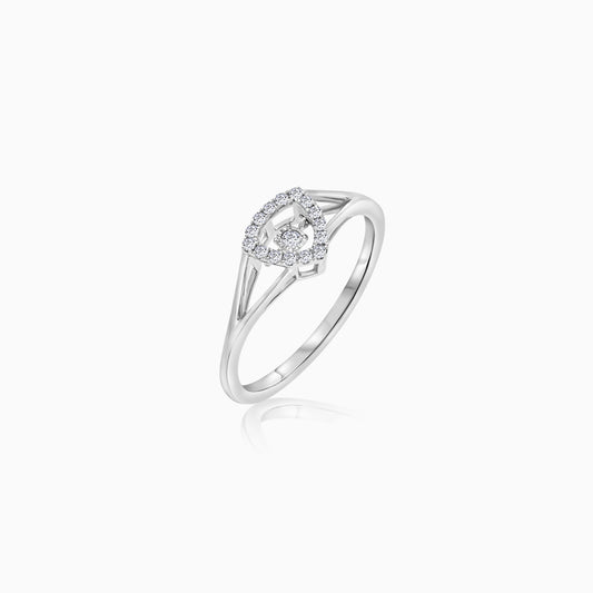 18K White Gold with a Natural Dancing Diamond Ring