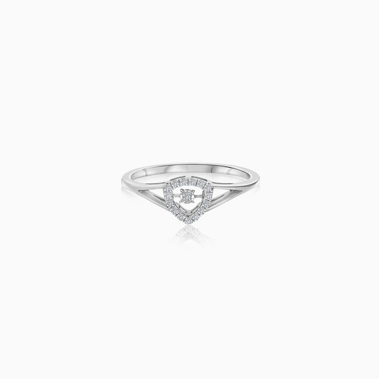 18K White Gold with a Natural Dancing Diamond Ring