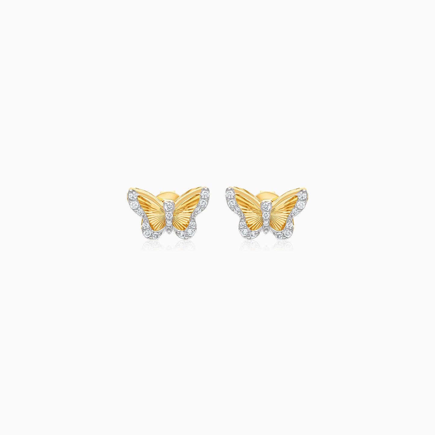 18K Yellow Gold Butterfly Shape Kids Earrings with Natural Diamonds - Farfalla